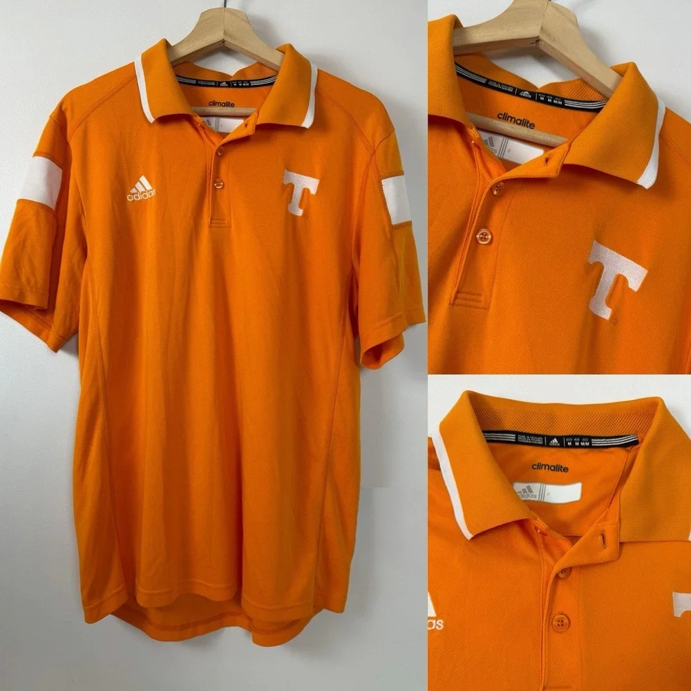 Tennessee Volunteers Polo Shirt Men Medium Orange Embroidered Adidas Climacool *